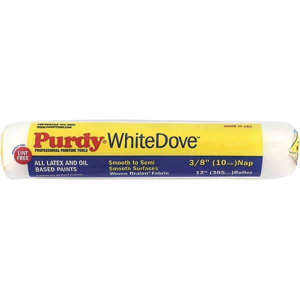 Purdy - 3/8" Nap, 12" Wide Paint Roller Cover - Smooth to Semi-Smooth Texture, Woven Dralon Fabric - Eagle Tool & Supply