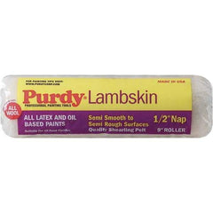 Purdy - 1/2" Nap, 9" Wide Paint Roller Cover - Semi-Smooth to Semi-Rough Texture, 100% Lambswool - Eagle Tool & Supply