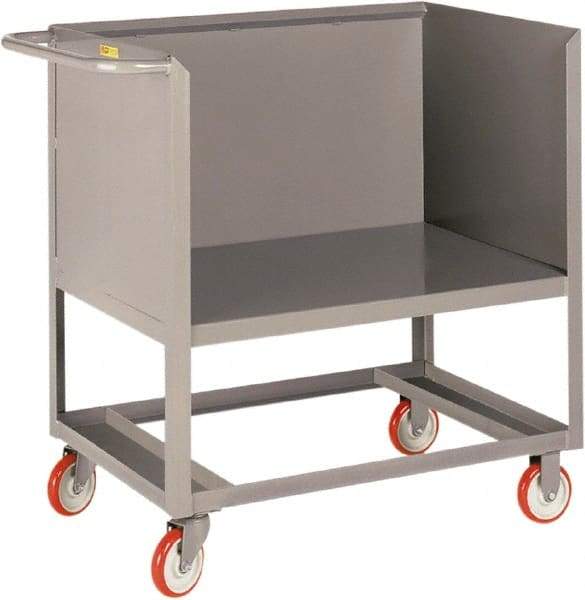 Little Giant - 1,200 Lb Capacity, 3-Sided Steel Raised Platform Box Truck - 53-1/2" Long x 24" Wide x 40" High, 5" Diam Polyurethane Wheels - Eagle Tool & Supply