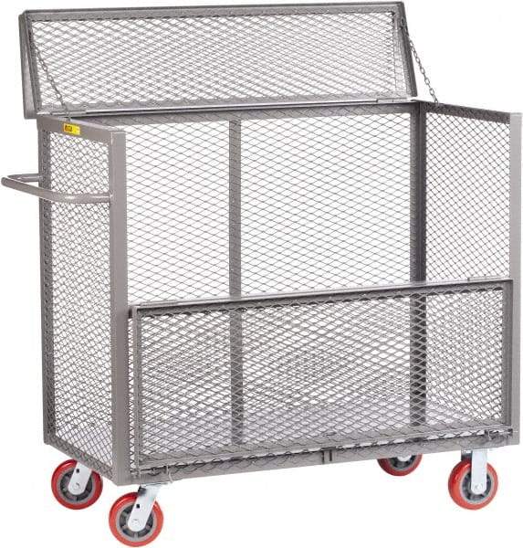 Little Giant - 3,600 Lb Capacity, Steel Security Truck - 65-1/2" Long x 24" Wide x 47" High, 6" Diam Polyurethane Wheels - Eagle Tool & Supply