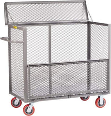 Little Giant - 3,600 Lb Capacity, Steel Security Truck - 65-1/2" Long x 24" Wide x 47" High, 6" Diam Polyurethane Wheels - Eagle Tool & Supply