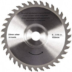 QEP - 6-3/16" Diam, 20mm Arbor Hole Diam, 36 Tooth Wet & Dry Cut Saw Blade - Tungsten Carbide-Tipped, Crosscut Action, Standard Round Arbor - Eagle Tool & Supply