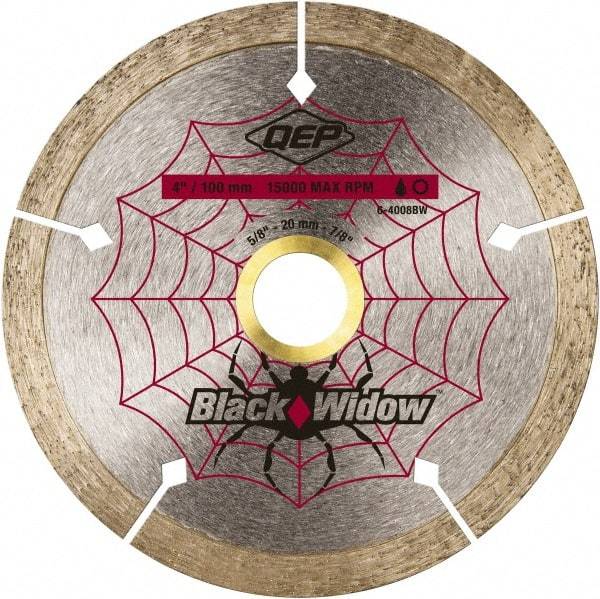 QEP - 4" Diam, 5/8" Arbor Hole Diam, Wet & Dry Cut Saw Blade - Diamond-Tipped, Smooth Action, Standard Round Arbor - Eagle Tool & Supply