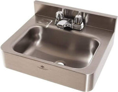 Acorn Engineering - 9-1/2" Long x 14-1/2" Wide Inside, 1 Compartment, Grade 304 Stainless Steel Lavatory Sink-Wall Hung - 16 Gauge, 15" Long x 18" Wide x 7" High Outside, 6" Deep - Eagle Tool & Supply