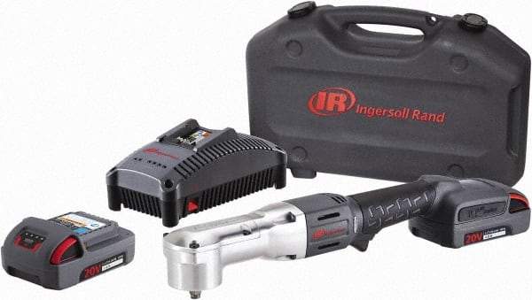 Ingersoll-Rand - 3/8" Drive 20 Volt Angled Cordless Impact Wrench & Ratchet - 1,900 RPM, 3,000 BPM, 180 Ft/Lb Torque, 2 Lithium-Ion Batteries Included - Eagle Tool & Supply