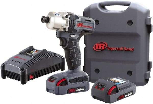 Ingersoll-Rand - 1/4" Drive 20 Volt Pistol Grip Cordless Impact Wrench & Ratchet - 1,900 RPM, 2,800 BPM, 160 Ft/Lb Torque, 2 Lithium-Ion Batteries Included - Eagle Tool & Supply