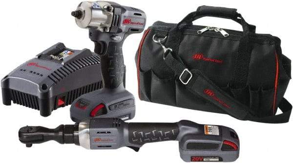 Ingersoll-Rand - 20 Volt Cordless Tool Combination Kit - Includes 3/8" Ratchet & 3/8" Square Drive Impact Wrench, Lithium-Ion Battery Included - Eagle Tool & Supply