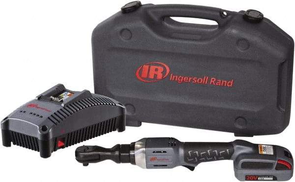 Ingersoll-Rand - 3/8" Drive 20 Volt Angled Cordless Impact Wrench & Ratchet - 225 RPM, 54 Ft/Lb Torque, 1 Lithium-Ion Battery Included - Eagle Tool & Supply