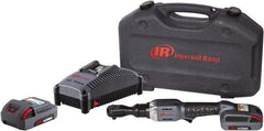 Ingersoll-Rand - 3/8" Drive 20 Volt Angled Cordless Impact Wrench & Ratchet - 225 RPM, 54 Ft/Lb Torque, 2 Lithium-Ion Batteries Included - Eagle Tool & Supply