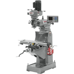 Jet - 7-7/8" Table Width x 35-3/4" Table Length, Variable Speed Pulley Control, 3 Phase Knee Milling Machine - R8 Spindle Taper, 1-1/2 hp - Eagle Tool & Supply