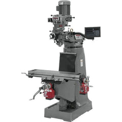 Jet - 9" Table Width x 42" Table Length, Variable Speed Pulley Control, 1 Phase Knee Milling Machine - R8 Spindle Taper, 2 hp - Eagle Tool & Supply