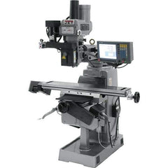 Jet - 9" Table Width x 49" Table Length, Variable Speed Pulley Control, 3 Phase Knee Milling Machine - R8 Spindle Taper, 2 hp - Eagle Tool & Supply