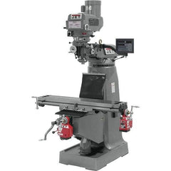 Jet - 9" Table Width x 49" Table Length, Variable Speed Pulley Control, 3 Phase Knee Milling Machine - R8 Spindle Taper, 3 hp - Eagle Tool & Supply