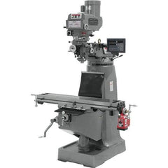 Jet - 9" Table Width x 49" Table Length, Variable Speed Pulley Control, 3 Phase Knee Milling Machine - R8 Spindle Taper, 3 hp - Eagle Tool & Supply