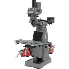 Jet - 9" Table Width x 49" Table Length, Variable Speed Pulley Control, 3 Phase Knee Milling Machine - R8 Spindle Taper, 3 hp - Eagle Tool & Supply