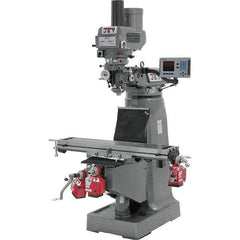 Jet - 9" Table Width x 49" Table Length, Variable Speed Pulley Control, 3 Phase Knee Milling Machine - R8 Spindle Taper, 3 hp - Eagle Tool & Supply