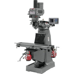 Jet - 9" Table Width x 49" Table Length, Variable Speed Pulley Control, 3 Phase Knee Milling Machine - R8 Spindle Taper, 3 hp - Eagle Tool & Supply