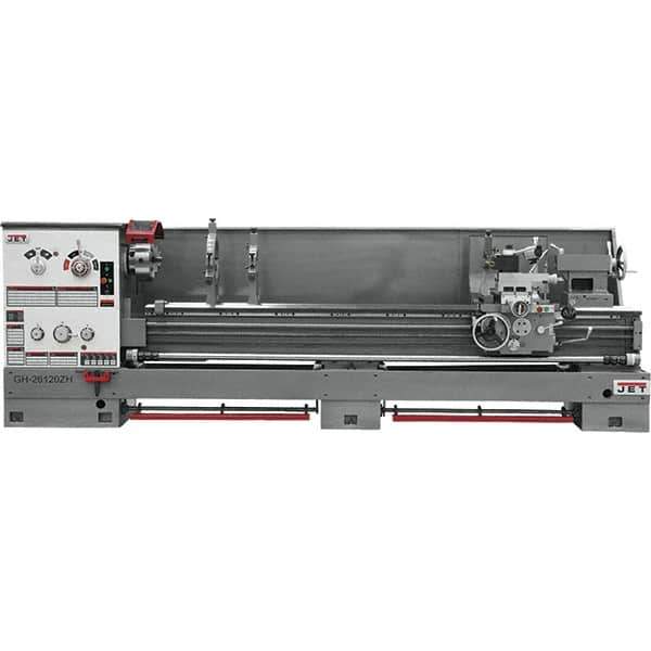 Jet - 26" Swing, 120" Between Centers, 230/460 Volt, Triple Phase Engine Lathe - 6MT Taper, 10 hp, 40 to 1,800 RPM, 4-1/8" Bore Diam - Eagle Tool & Supply