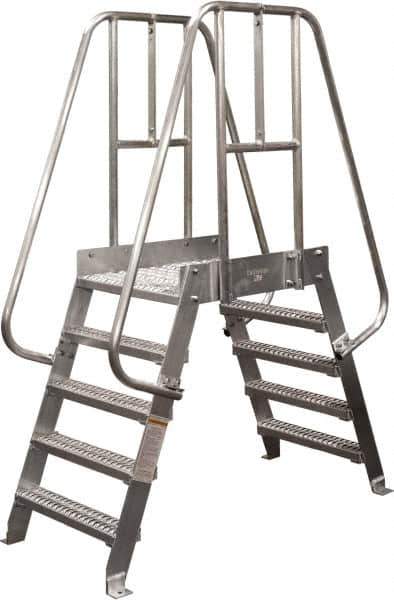 Cotterman - 60" 4 Step Crossover Bridge - Spacesaver, 500 Lb Capacity, 32" Base Width x 32" Base Depth, Grip Strut - Eagle Tool & Supply