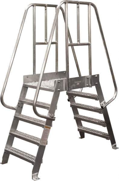 Cotterman - 74" 4 Step Crossover Bridge - Spacesaver, 500 Lb Capacity, 32" Base Width x 32" Base Depth, Grip Strut - Eagle Tool & Supply