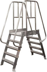 Cotterman - 74" 4 Step Crossover Bridge - Spacesaver, 500 Lb Capacity, 32" Base Width x 32" Base Depth, Grip Strut - Eagle Tool & Supply