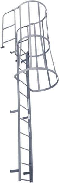 Cotterman - 318" 25 Step Fixed Ladder - Dock Ladder, 300 Lb Capacity, 39" Base Width x 40" Base Depth - Eagle Tool & Supply