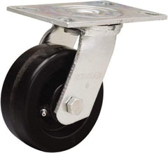 Hamilton - 5" Diam x 2" Wide x 6-1/2" OAH Top Plate Mount Swivel Caster - Phenolic, 900 Lb Capacity, Straight Roller Bearing, 4-1/2 x 6-1/4" Plate - Eagle Tool & Supply
