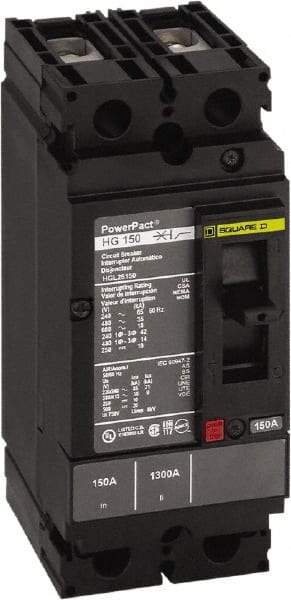 Square D - 35 Amp, 250 VDC, 600 VAC, 2 Pole, Panel Mount Molded Case Circuit Breaker - Thermal Magnetic Trip, Multiple Breaking Capacity Ratings, 14-3/0 AWG - Eagle Tool & Supply