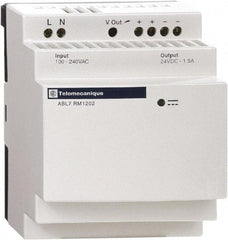 Schneider Electric - 60 Watt, 2.50 Amp, 200 to 240 VAC Input, 24 VDC Output, DIN Rail, Panel Power Supply - Screw Connection, 60mm Wide x 59mm Deep x 100mm High, 84-100% Efficiency, Green LED Output - Eagle Tool & Supply