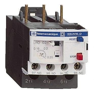 Schneider Electric - 0.4 to 0.63 Amp, 690 VAC, Thermal IEC Overload Relay - Trip Class 10A, For Use with LC1D09 and LC1D38 - Eagle Tool & Supply