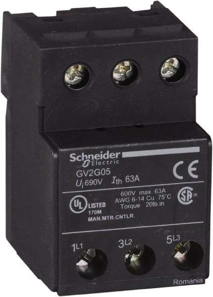 Schneider Electric - 63 Amp Circuit Breaker Terminal Block - Use with Linergy, TeSys D, TeSys GV2, TeSys K, TeSys U - Eagle Tool & Supply