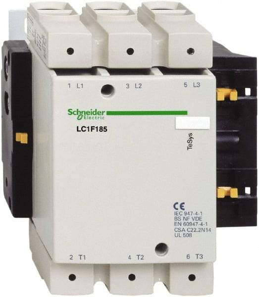 Schneider Electric - 3 Pole, 127 Coil VAC at 50-400 Hz and 127 Coil VDC, 170 Amp at 440 VAC, 185 Amp at 440 VAC and 275 Amp at 440 VAC, Nonreversible IEC Contactor - Eagle Tool & Supply