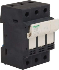 Schneider Electric - 3 Pole, 600 Volt, 32 Amp, DIN Rail Mount Fuse Holder - Compatible with 38mm Long x 52mm Wide and 10mm Diameter Fuse - Eagle Tool & Supply