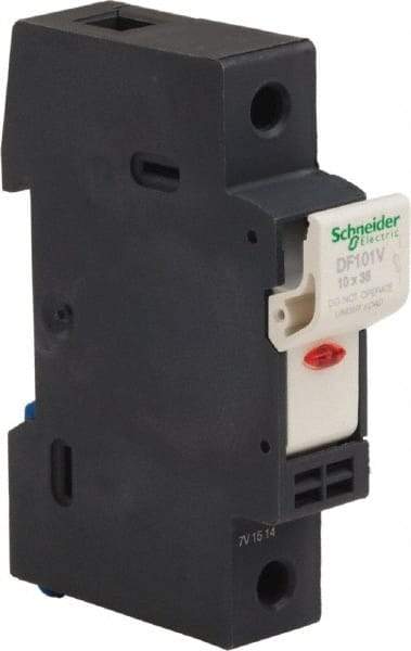 Schneider Electric - 1 Pole, 600 Volt, 32 Amp, DIN Rail Mount Fuse Holder - Compatible with 38mm Long x 17mm Wide and 10mm Diameter Fuse - Eagle Tool & Supply