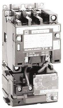 Square D - 24 Coil VAC at 60 Hz, 27 Amp, NEMA Size 1, Nonreversible Open Enclosure NEMA Motor Starter - 3 Phase hp: 10 at 460 VAC, 10 at 575 VAC, 7-1/2 at 200 VAC, 7-1/2 at 230 VAC - Eagle Tool & Supply