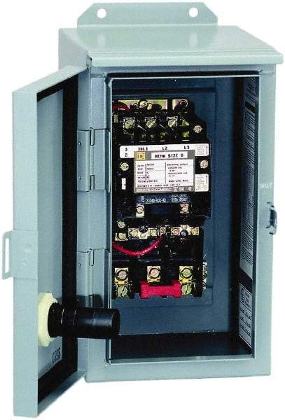 Square D - 208 Coil VAC at 60 Hz, 90 Amp, NEMA Size 3, Nonreversible Enclosed Enclosure NEMA Motor Starter - 3 Phase hp: 25 at 200 VAC, 30 at 230 VAC, 50 at 460 VAC, 50 at 575 VAC, 12 Enclosure Rating - Eagle Tool & Supply