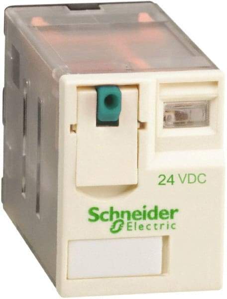 Schneider Electric - 750 VA Power Rating, Electromechanical Plug-in General Purpose Relay - 1 Amp at 250 VAC & 28 VDC, 2 Amp at 250 VAC & 28 VDC, 3 Amp at 277 VAC & 28 VDC, 4CO, 24 VDC - Eagle Tool & Supply