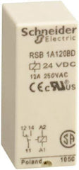 Schneider Electric - 3,000 VA Power Rating, Electromechanical Plug-in General Purpose Relay - 12 Amp at 250 VAC & 12 Amp at 28 VDC, 1CO, 24 VDC - Eagle Tool & Supply