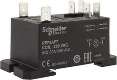 Schneider Electric - 7,500 VA Power Rating, Electromechanical Plug-in General Purpose Relay - 20 Amp at 28 VDC, 25 at 28 VDC, 30 at 250/277 VAC, 2NO, 230 VAC - Eagle Tool & Supply