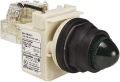 Schneider Electric - 120 V Green Lens LED Press-to-Test Indicating Light - Round Lens, Screw Clamp Connector, Corrosion Resistant, Dust Resistant, Oil Resistant - Eagle Tool & Supply