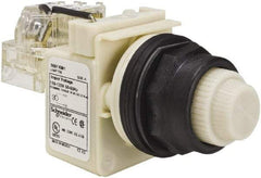 Schneider Electric - 110 VAC at 50/60 Hz via Transformer, 120 VAC at 50/60 Hz via Transformer White Lens Press-to-Test Indicating Light - Round Lens, Screw Clamp Connector, Corrosion Resistant, Dust Resistant, Oil Resistant - Eagle Tool & Supply