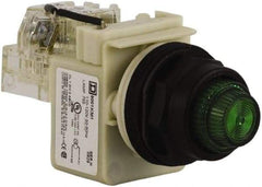 Schneider Electric - 110 VAC at 50/60 Hz via Transformer, 120 VAC at 50/60 Hz via Transformer Green Lens Press-to-Test Indicating Light - Round Lens, Screw Clamp Connector, Corrosion Resistant, Dust Resistant, Oil Resistant - Eagle Tool & Supply