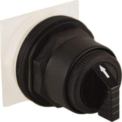 Schneider Electric - 30mm Mount Hole, 3 Position, Knob and Pushbutton Operated, Selector Switch Only - Black, Momentary (MO), without Contact Blocks, Anticorrosive, Weatherproof, Dust and Oil Resistant - Eagle Tool & Supply