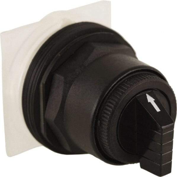 Schneider Electric - 30mm Mount Hole, 3 Position, Knob and Pushbutton Operated, Selector Switch Only - Black, Maintained (MA), without Contact Blocks, Anticorrosive, Weatherproof, Dust and Oil Resistant - Eagle Tool & Supply