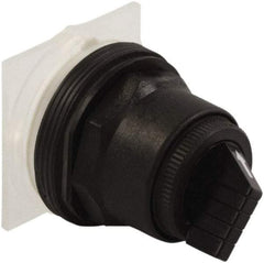 Schneider Electric - 30mm Mount Hole, 2 Position, Knob and Pushbutton Operated, Selector Switch Only - Black, Maintained (MA), without Contact Blocks, Anticorrosive, Weatherproof, Dust and Oil Resistant - Eagle Tool & Supply