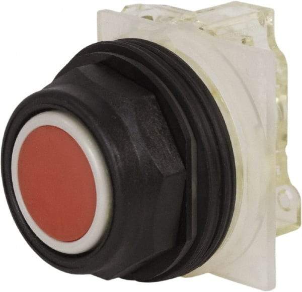 Schneider Electric - 30mm Mount Hole, Flush, Pushbutton Switch with Contact Block - Octagon, Red Pushbutton, Momentary (MO) - Eagle Tool & Supply