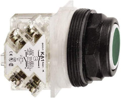 Schneider Electric - 30mm Mount Hole, Flush, Pushbutton Switch with Contact Block - Octagon, Green Pushbutton, Momentary (MO) - Eagle Tool & Supply