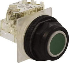 Schneider Electric - 30mm Mount Hole, Flush, Pushbutton Switch with Contact Block - Octagon, Green Pushbutton, Momentary (MO) - Eagle Tool & Supply