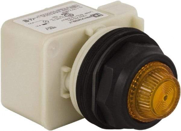 Schneider Electric - 120 V Amber Lens LED Indicating Light - Round Lens, Screw Clamp Connector, Corrosion Resistant, Dust Resistant, Oil Resistant - Eagle Tool & Supply