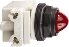 Schneider Electric - 120 VAC/VDC Red Lens Incandescent Pilot Light - Round Lens, Screw Clamp Connector, 54mm OAL x 42mm Wide, Vibration Resistant - Eagle Tool & Supply